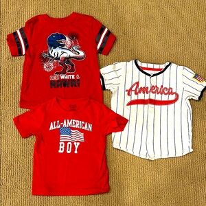 Patriotic America USA Red, White & Blue Toddler Boy 3T/4T T-Shirt Lot of 3